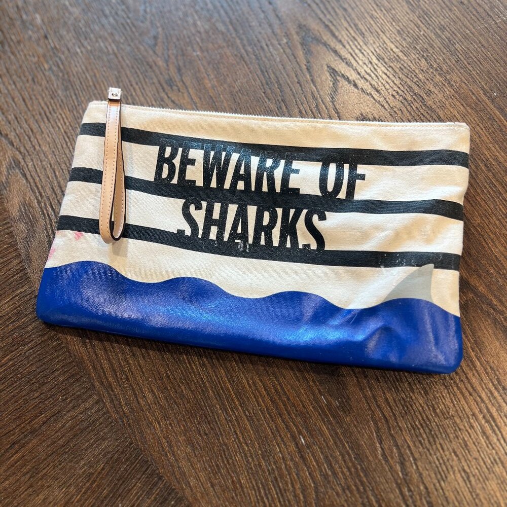 Kate Spade Beware of Sharks Wristlet Pouch